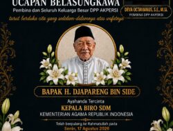 Ucapan Belasungkawa Pembina DPP AKPERSI atas Wafatnya Ayahanda Kepala Biro SDM kementrian agama RI Muhammad Zain